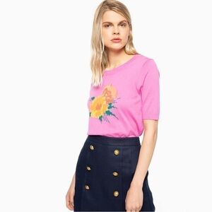 J. Crew Pink Sweater with Floral Design